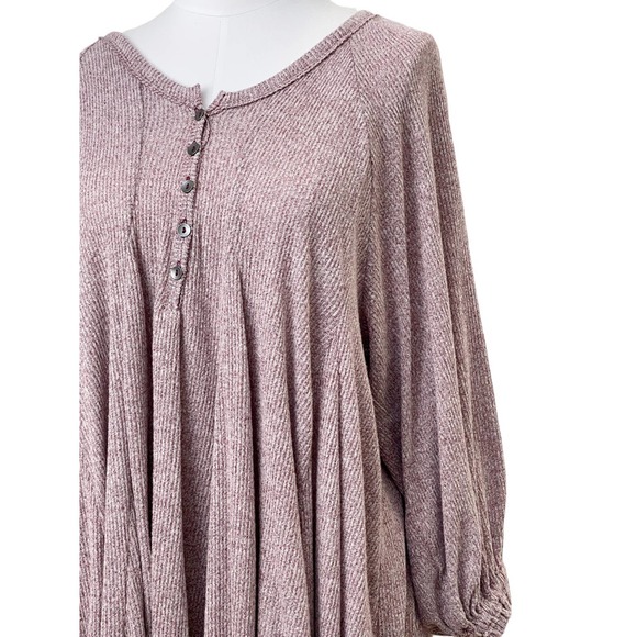 We The Free People Dress BEACHY Boho Oversized Mini Tunic Mauve Vee  Sz XS - S - Picture 7 of 8